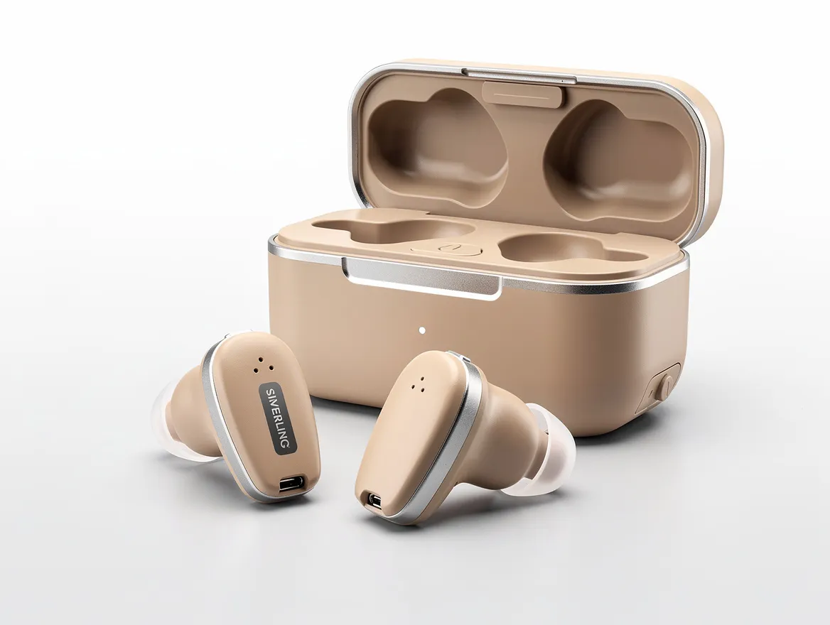 Silverlinq Recharge earbuds and charging case